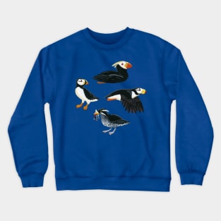 Gouache Purple Puffins Crewneck Sweatshirt